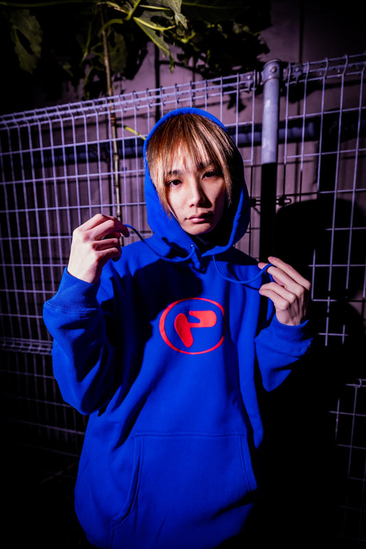 PeaceBeam「P」logo hoodie/blue